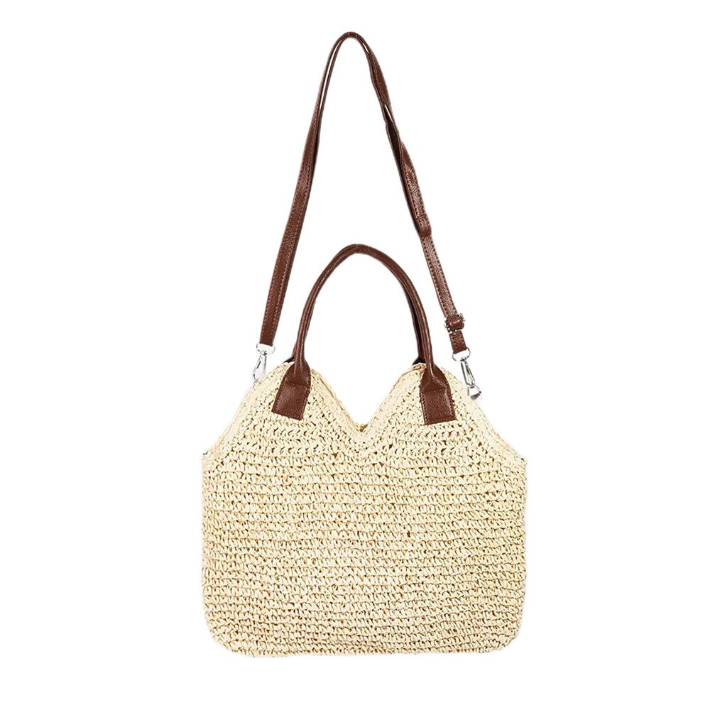 Fame Straw Braided Faux Leather Strap Shoulder Bag